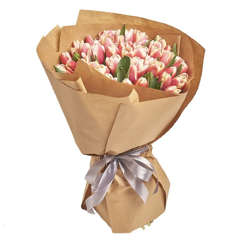 Букет из 51 нежно розового тюльпана