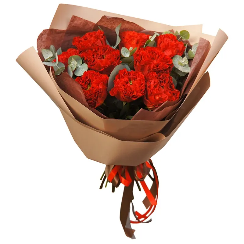 Букет из красных пионовидных роз (50 см)